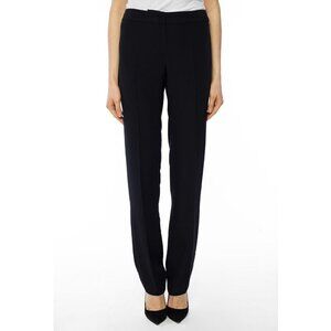 NWT Emporio Armani Black Virgin Wool Pleated Front Straight Leg Trouser Pants